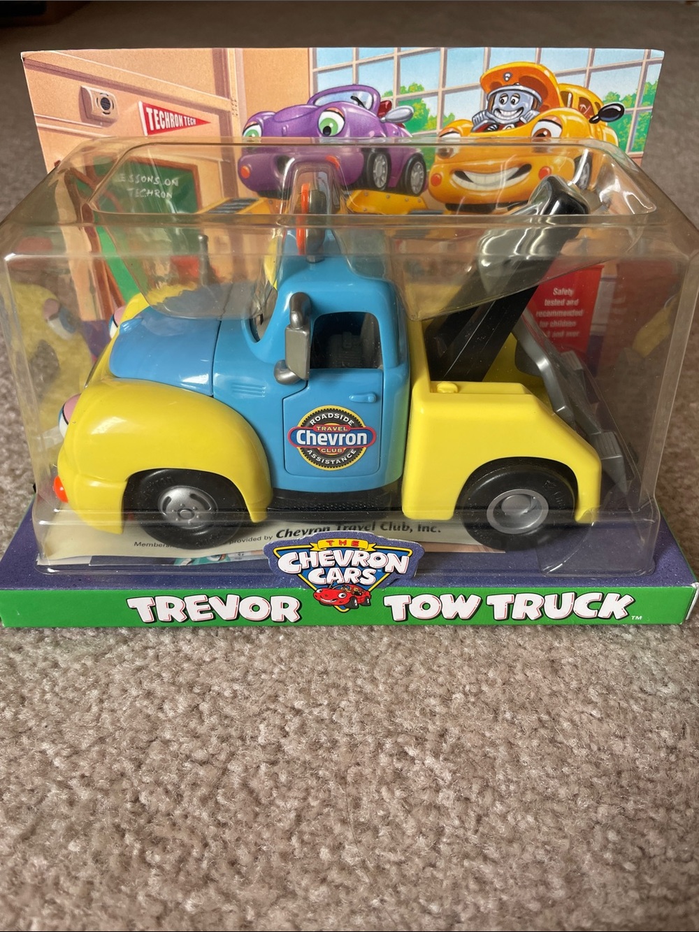 Chevron Cars Trevor Toy Tow Truck - Blue & Yellow